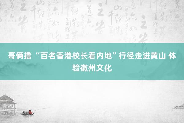 哥俩撸 “百名香港校长看内地”行径走进黄山 体验徽州文化