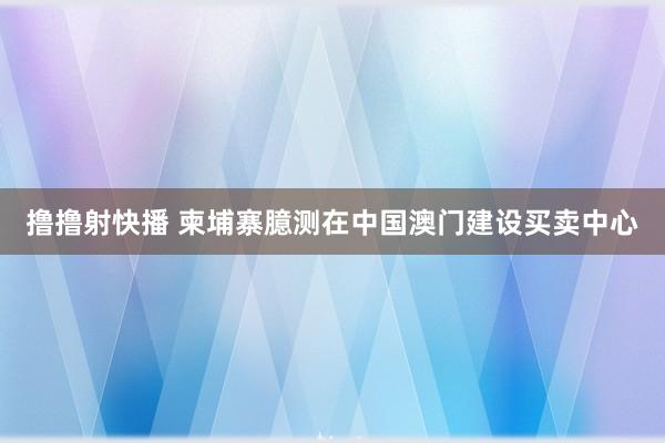 撸撸射快播 柬埔寨臆测在中国澳门建设买卖中心