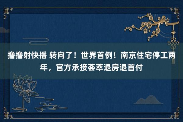 撸撸射快播 转向了！世界首例！南京住宅停工两年，官方承接荟萃退房退首付