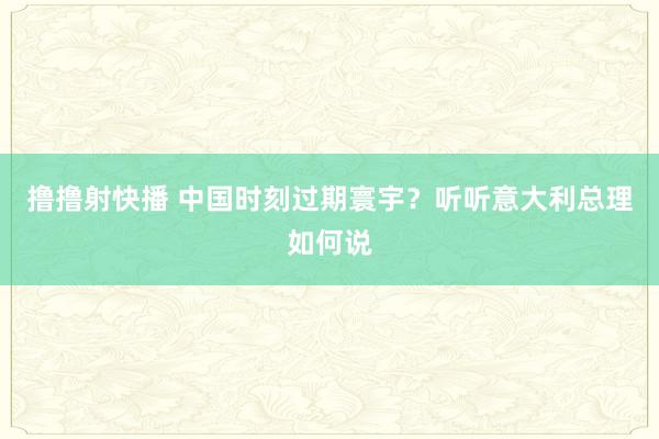 撸撸射快播 中国时刻过期寰宇？听听意大利总理如何说