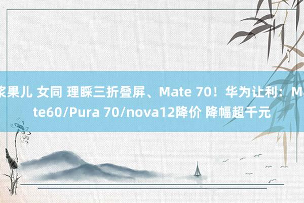 浆果儿 女同 理睬三折叠屏、Mate 70！华为让利：Mate60/Pura 70/nova12降价 降幅超千元