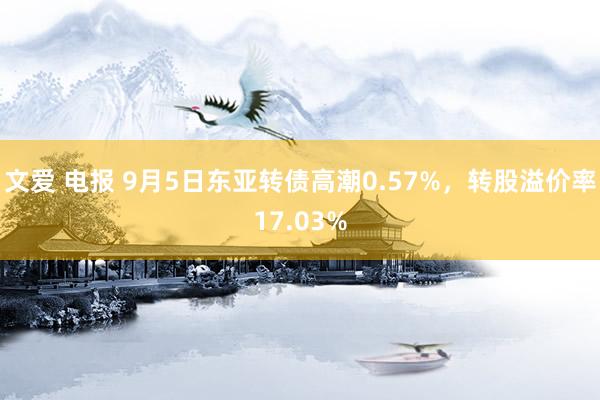 文爱 电报 9月5日东亚转债高潮0.57%，转股溢价率17.03%