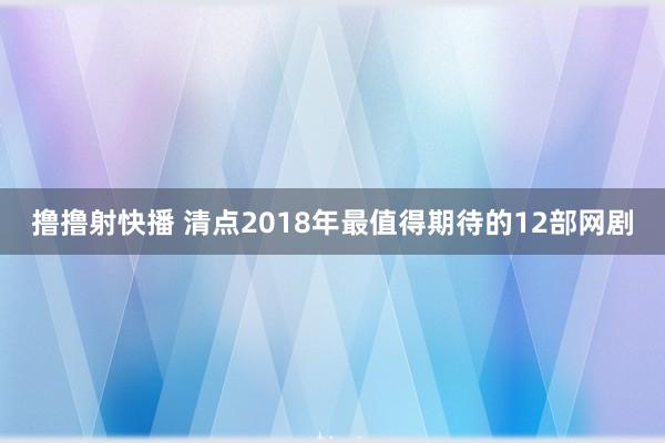 撸撸射快播 清点2018年最值得期待的12部网剧